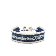 Armband met Geborduurde Skull Bedel Alexander McQueen , Blue , Dames