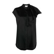Zwarte Zijden Ruffle Shirt Alexander McQueen , Black , Dames