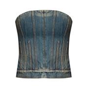 Mouwloos Denim Korset Alexander McQueen , Blue , Dames