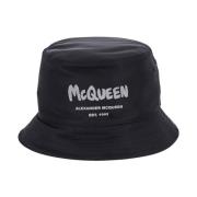 Graffiti Logo Bucket Hat Alexander McQueen , Black , Heren