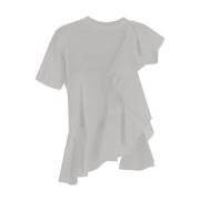 Flared Asymmetrisch T-Shirt Alexander McQueen , White , Dames