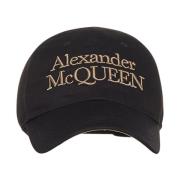 Zwarte pet met geborduurd logo Alexander McQueen , Black , Heren