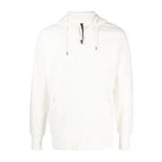 Diagonaal Verhoogde Fleece Rits Hoodie C.p. Company , White , Heren