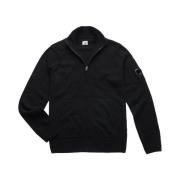 Hoge Hals Lamswollen Cardigan met Rits C.p. Company , Black , Heren