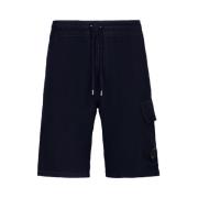 Lichte Fleece Knie Shorts met Rechte Snit C.p. Company , Blue , Heren