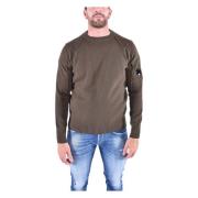 Geribbelde Crew Neck Lamswollen Trui C.p. Company , Green , Heren