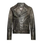 Distressed Leather Moto Jacket Golden Goose , Brown , Heren