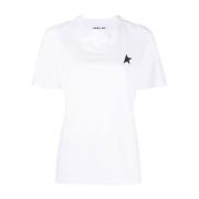 Katoenen Logo T-shirt met Ronde Hals Golden Goose , White , Dames
