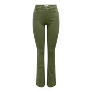 Flared Mid-rise Broek in Kalamata Groen Only , Green , Dames