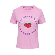 Stijlvolle T-Shirt voor Heren Only , Pink , Dames