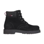 Zwarte Suède Veterschoenen Tommy Jeans , Black , Heren