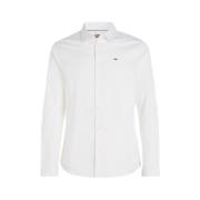 Formele Stretch Poplin Overhemd Tommy Jeans , White , Heren