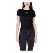 Dames T-shirt, zwart, korte mouw, herfst/winter Tommy Jeans , Black , ...