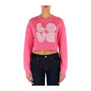 Fuchsia Sweater Stijlvol Gezellig Kleur Love Moschino , Pink , Dames