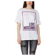 Logo Box T-shirt voor vrouwen Love Moschino , White , Dames