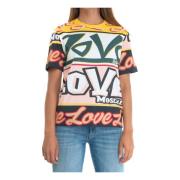 Tekstprint Oversize T-shirt Love Moschino , Yellow , Dames