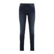 Blauwe Slim Fit Jeans met Vervaagd Effect Love Moschino , Blue , Dames