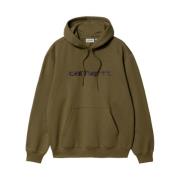 Donkergroene hoodie met logo print Carhartt Wip , Green , Heren
