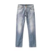 Slim Fit Zilver Indigo Jeans Nudie Jeans , Blue , Heren