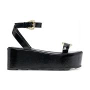 Zwarte platte sandalen Versace Jeans Couture , Black , Dames