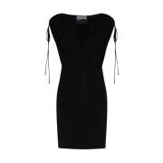 V-hals jurk Versace Jeans Couture , Black , Dames