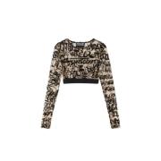 Graffiti Longsleeve Top Versace Jeans Couture , Beige , Dames