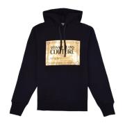 Zwarte hoodie met goudkleurige logoprint Versace Jeans Couture , Black...