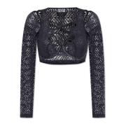 Crop top met lange mouwen Versace Jeans Couture , Black , Dames