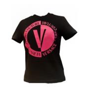 Zwart Logo Tekst T-shirt - M Versace Jeans Couture , Black , Dames