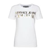 Bianca Dames T-shirt met Korte Mouwen en Logo Versace Jeans Couture , ...
