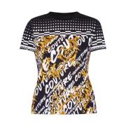 Gestreept T-Shirt met Barok Motief Versace Jeans Couture , Black , Dam...