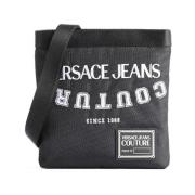 Zwarte Heren Schoudertas met Geborduurd Logo Versace Jeans Couture , B...