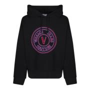 Zwarte Logo Hoodie met Trekkoord Versace Jeans Couture , Black , Heren