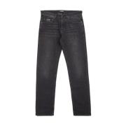 Zwarte Gewassen Slim Fit Jeans Versace Jeans Couture , Black , Heren