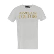 Glanzend Logo Print T-Shirt Versace Jeans Couture , White , Dames