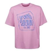 T-shirt kromgetrokken logo regelmatig Opening Ceremony , Pink , Heren