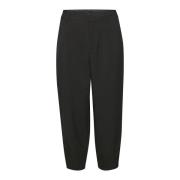 Hoge taille cropped broek met riemlussen en zijzakken Kaffe , Black , ...