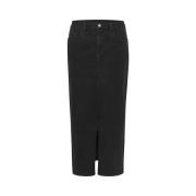 Zwarte Denim Rok met Split Kaffe , Black , Dames