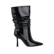 Zwarte Leren Enkellaarsjes met Hak Jeffrey Campbell , Black , Dames