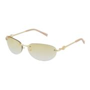 Y2K Slim Rimless Slinky Sunglasses /Gold Le Specs , Yellow , Dames