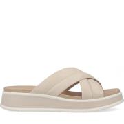 Comfortabele Leren Sliders voor Vrouwen Rieker , Beige , Dames