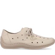 Beige Leren Veterschoenen Rieker , Beige , Dames