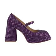 Pumps met strass en vierkante neus Alma EN Pena , Purple , Dames