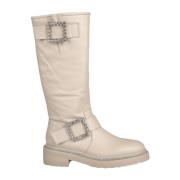 Leren Hoge Laarzenjes met gespdetail Alma EN Pena , White , Dames