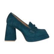 Pumps met Blokhak en Vierkante Neus Alma EN Pena , Blue , Dames