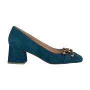 Leren pumps met vierkante neus Alma EN Pena , Blue , Dames