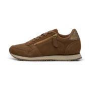 Sneakers met rits van suède en visleer Woden , Brown , Dames