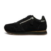 Suede Rits Sneakers Woden , Black , Dames