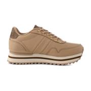 Nora III Leren Plateau Sneakers Woden , Beige , Dames