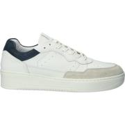 Patchwork Lage Sneaker in Wit/Marineblauw Blackstone , White , Heren